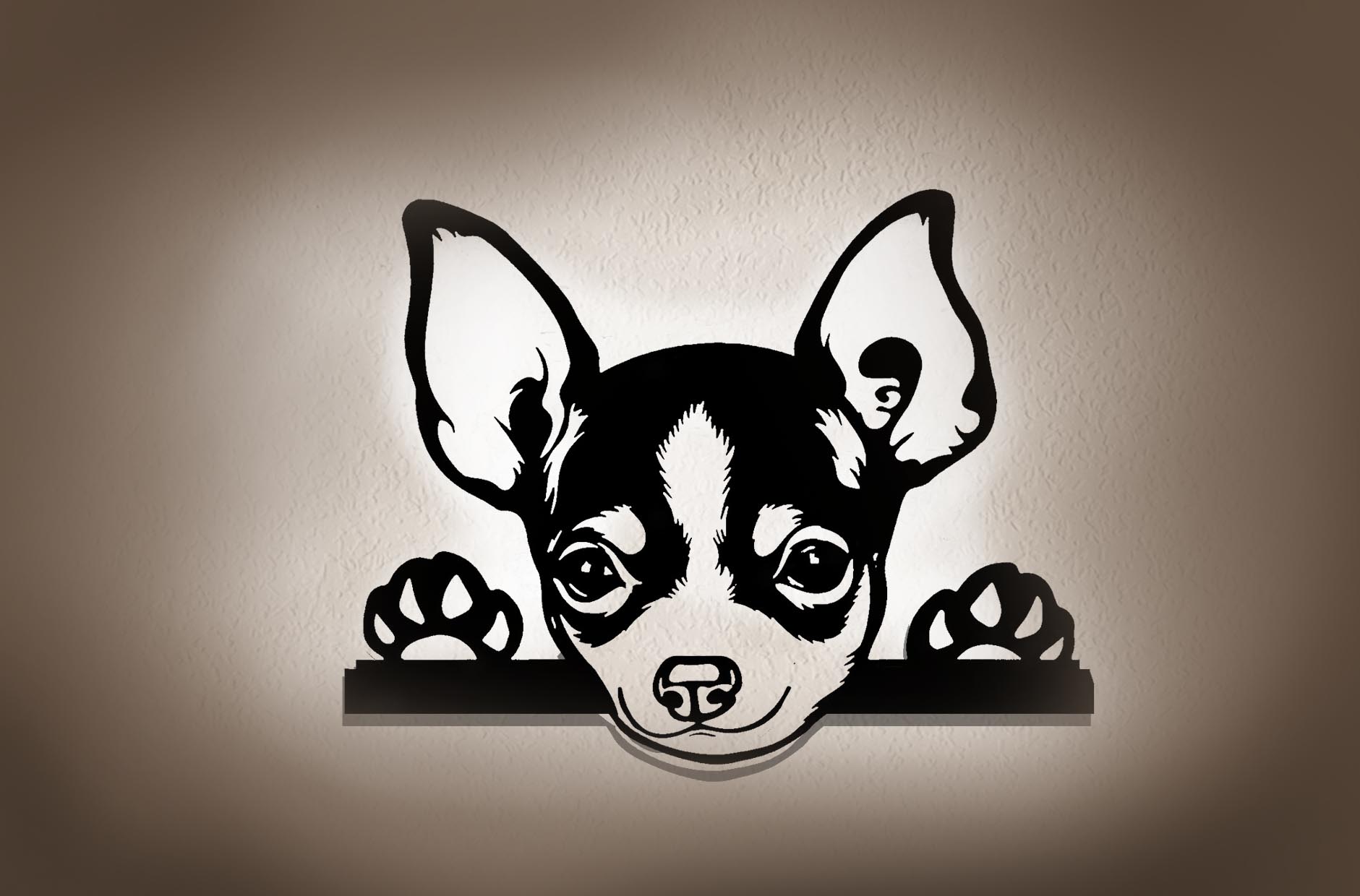 3DWandbild Hunde aus Holz mit LED Licht Tiermotivschmuck